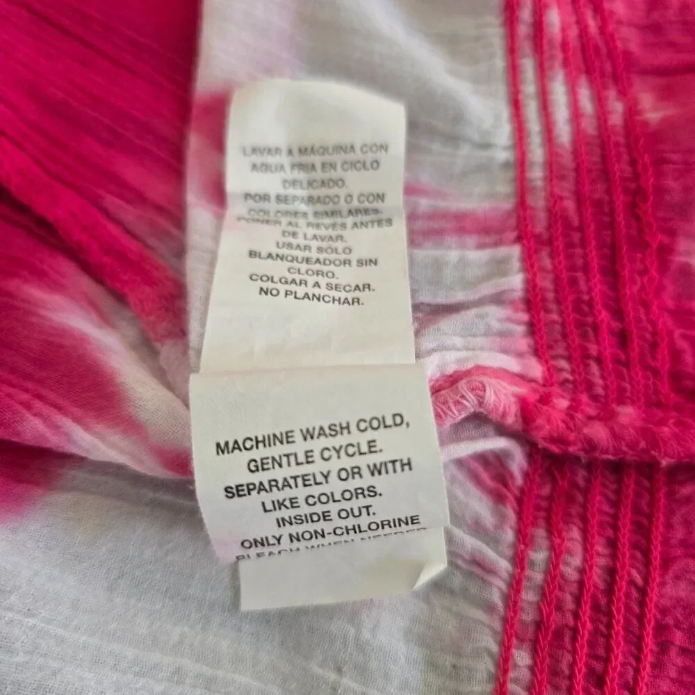 Girls Place Tie Die Embroidered Shirt Size Large 10 - 12 Pink White Summer Top